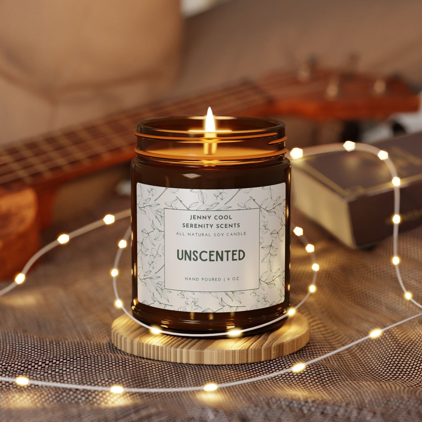 Soy Candle, Unscented (Multi-Size, Amber Jar)