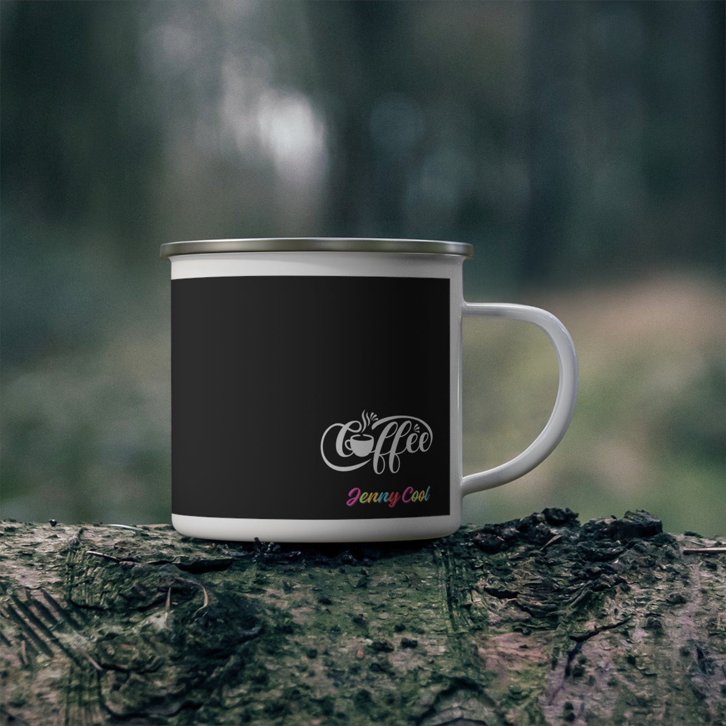 Enamel Mug Black Jenny Cool Mug, Stainless Steel, Coffee Mug, Camping Mug