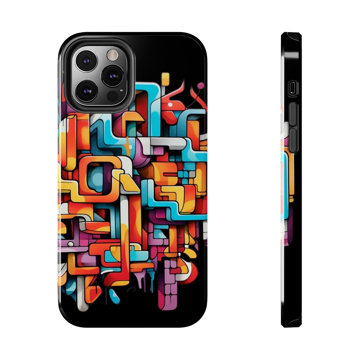 Black Tough Phone Cases - Graffiti Design