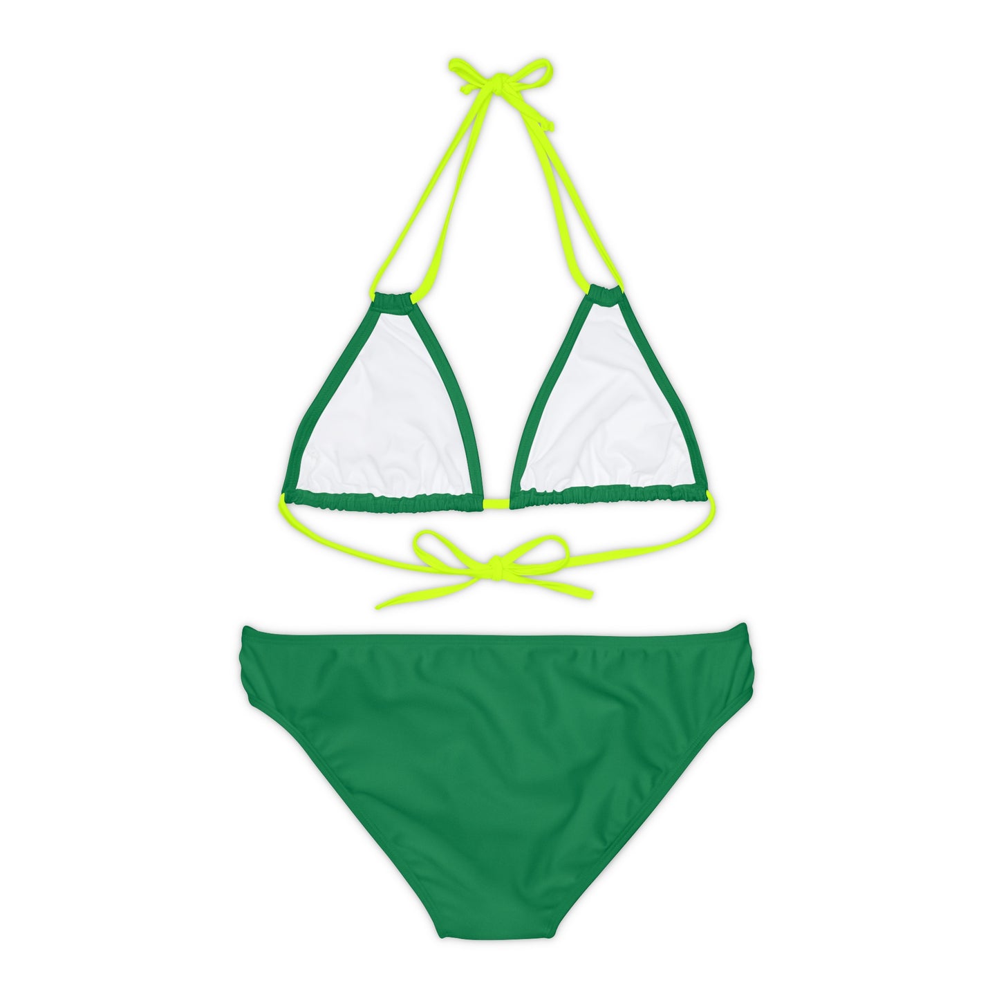 Dark Green Strappy Bikini Set (AOP) with Butterfly design