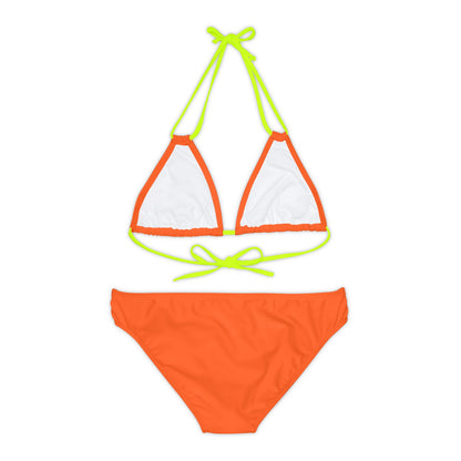 Orange Strappy Bikini Set (AOP) with Butterfly design