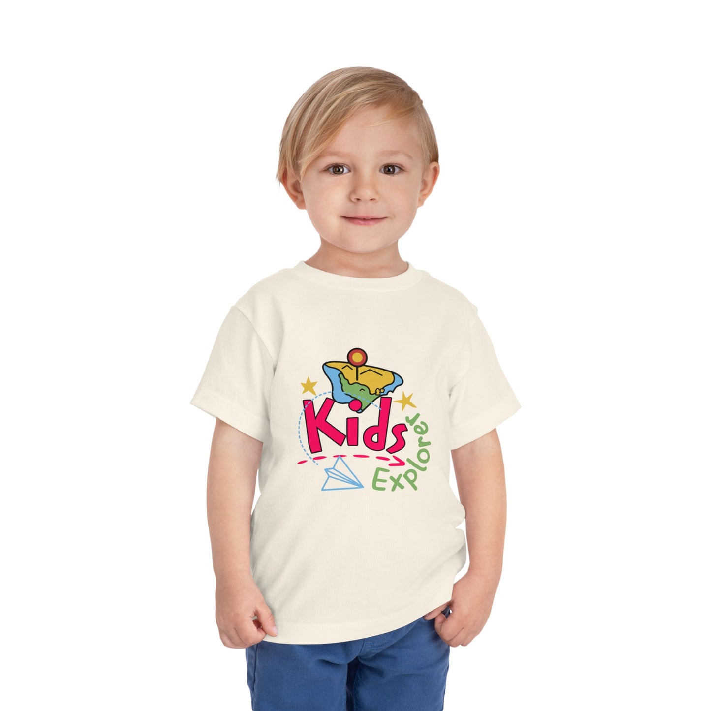 Kids Explore Toddler Tee — Colorful Adventure Graphic T-Shirt for Curious Little Explorers