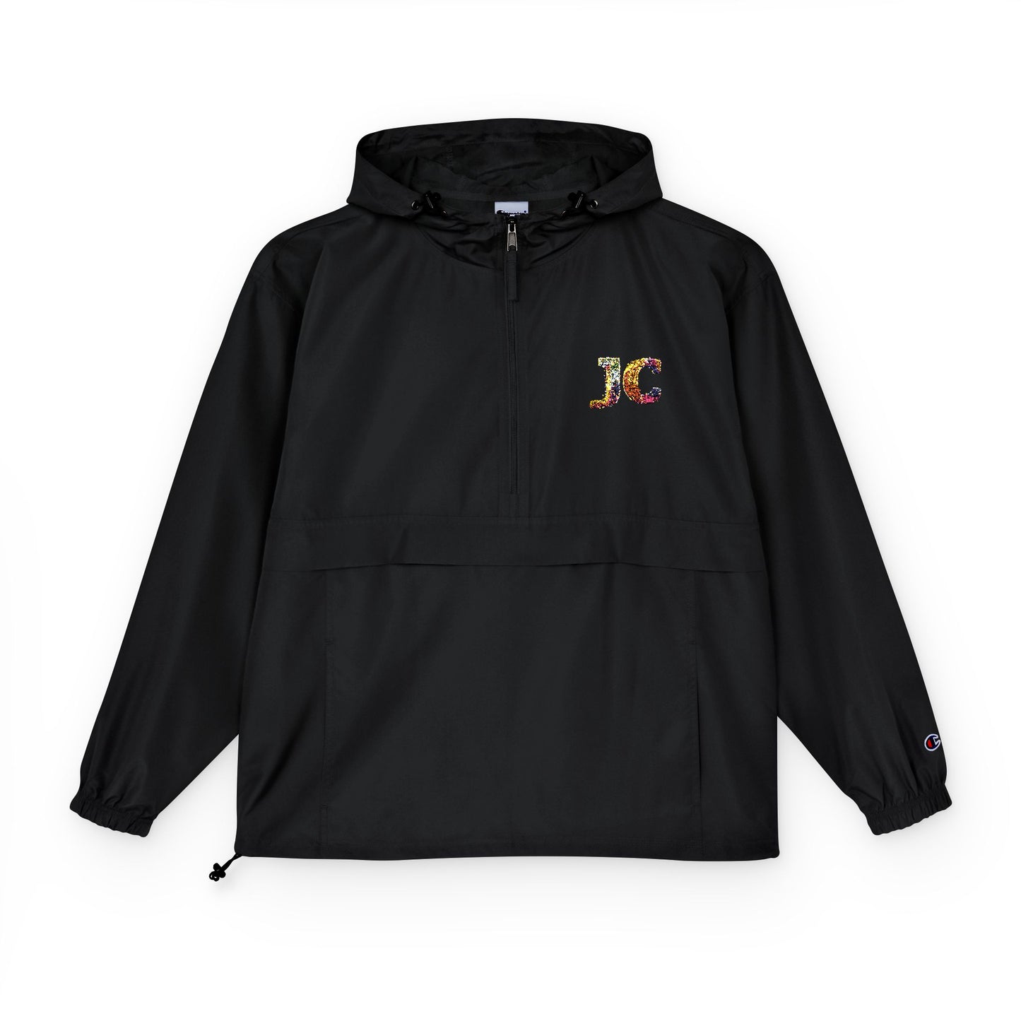 Champion Packable Anorak Jacket – Water-Resistant Lightweight Windbreaker with JC Digital Print (Unisex)