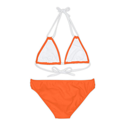 Orange Strappy Bikini Set (AOP) with Butterfly design