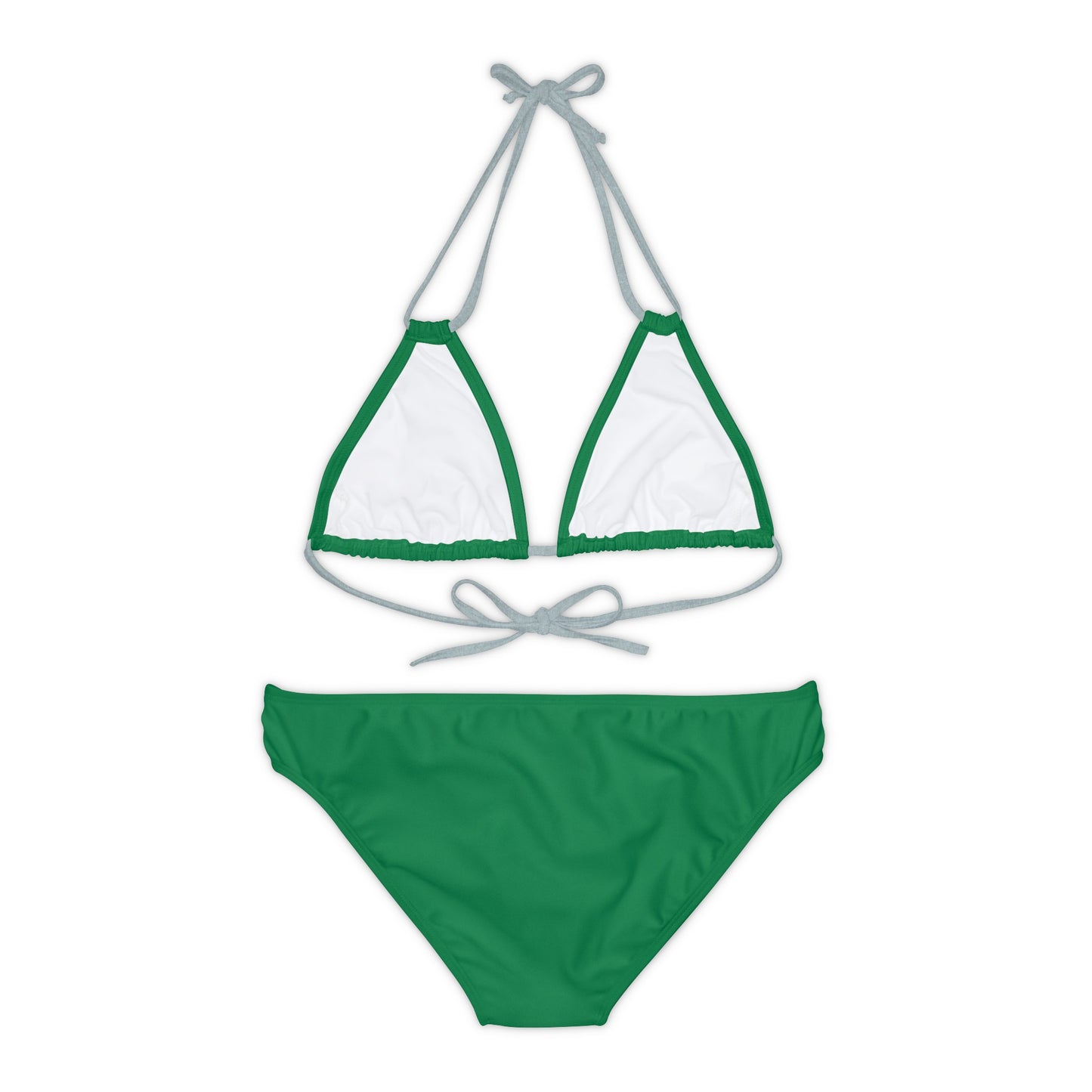 Dark Green Strappy Bikini Set (AOP) with Butterfly design