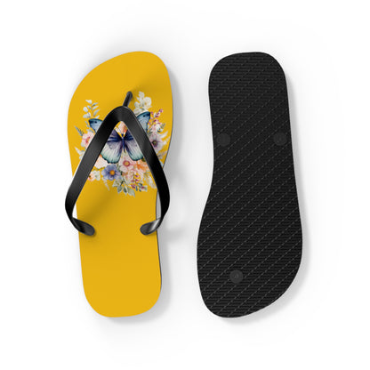 Yellow Flip Flops with Butterfly Design