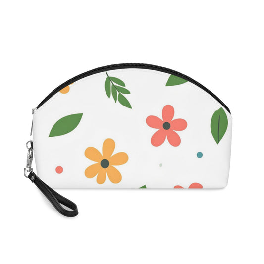 Cute Floral Makeup Bag – Colorful Flower Cosmetic Pouch, Faux Leather Travel Makeup Organizer