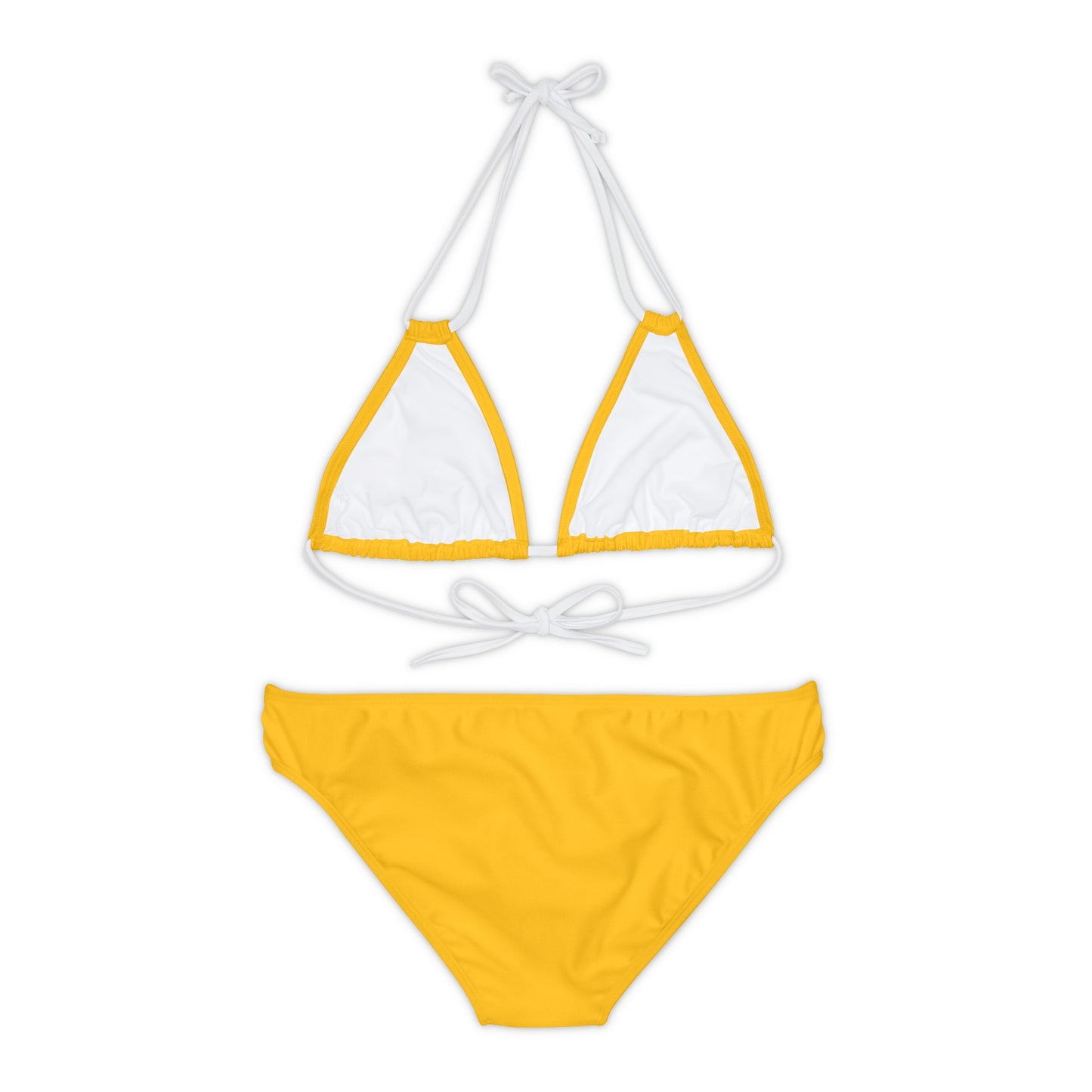 Yellow Strappy Bikini Set (AOP) with Butterfly design