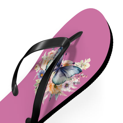 Light Pink Flip Flops with Butterfly Design