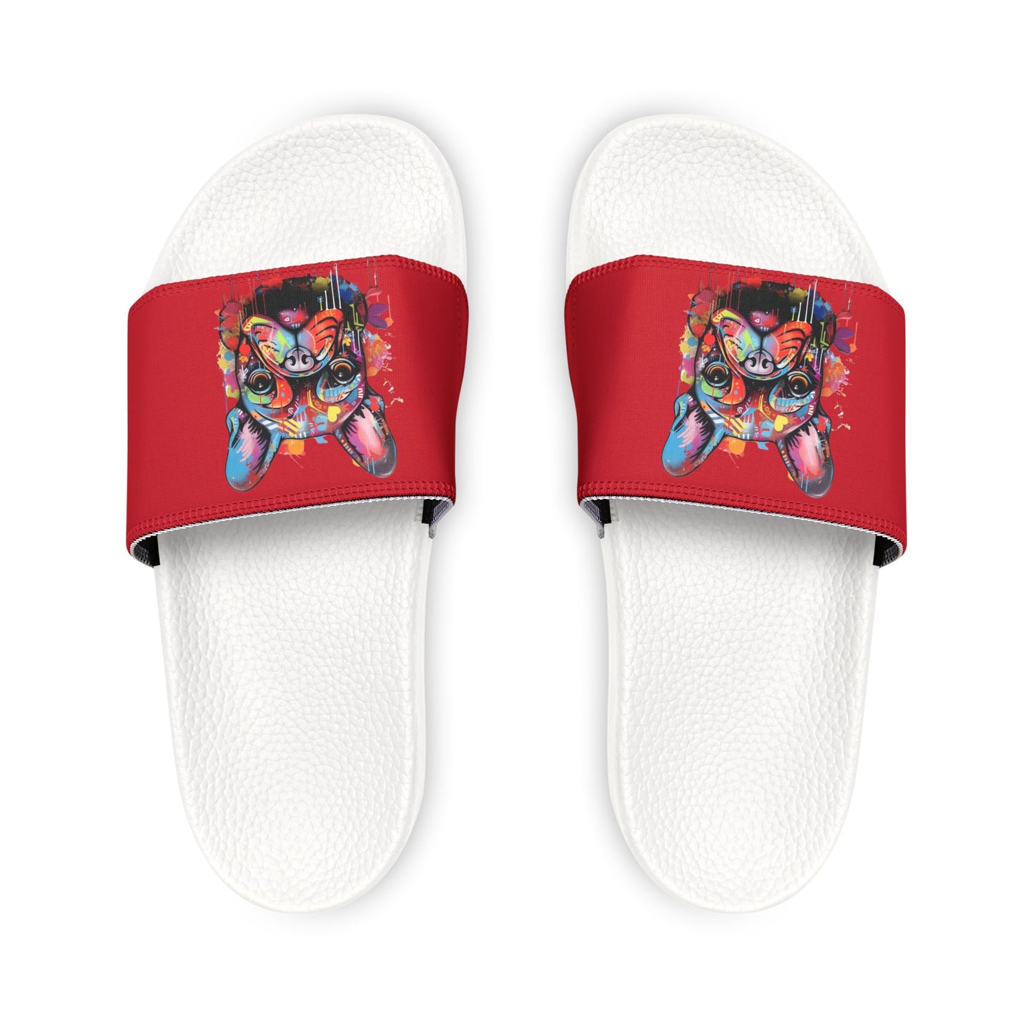 Women's PU Slide Sandals with Graffiti Dog