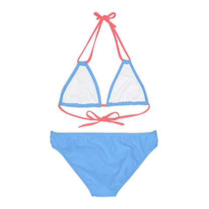 Blue Strappy Bikini Set (AOP) with Butterfly design