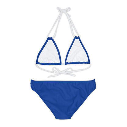 Dark Blue Strappy Bikini Set (AOP) with Butterfly design