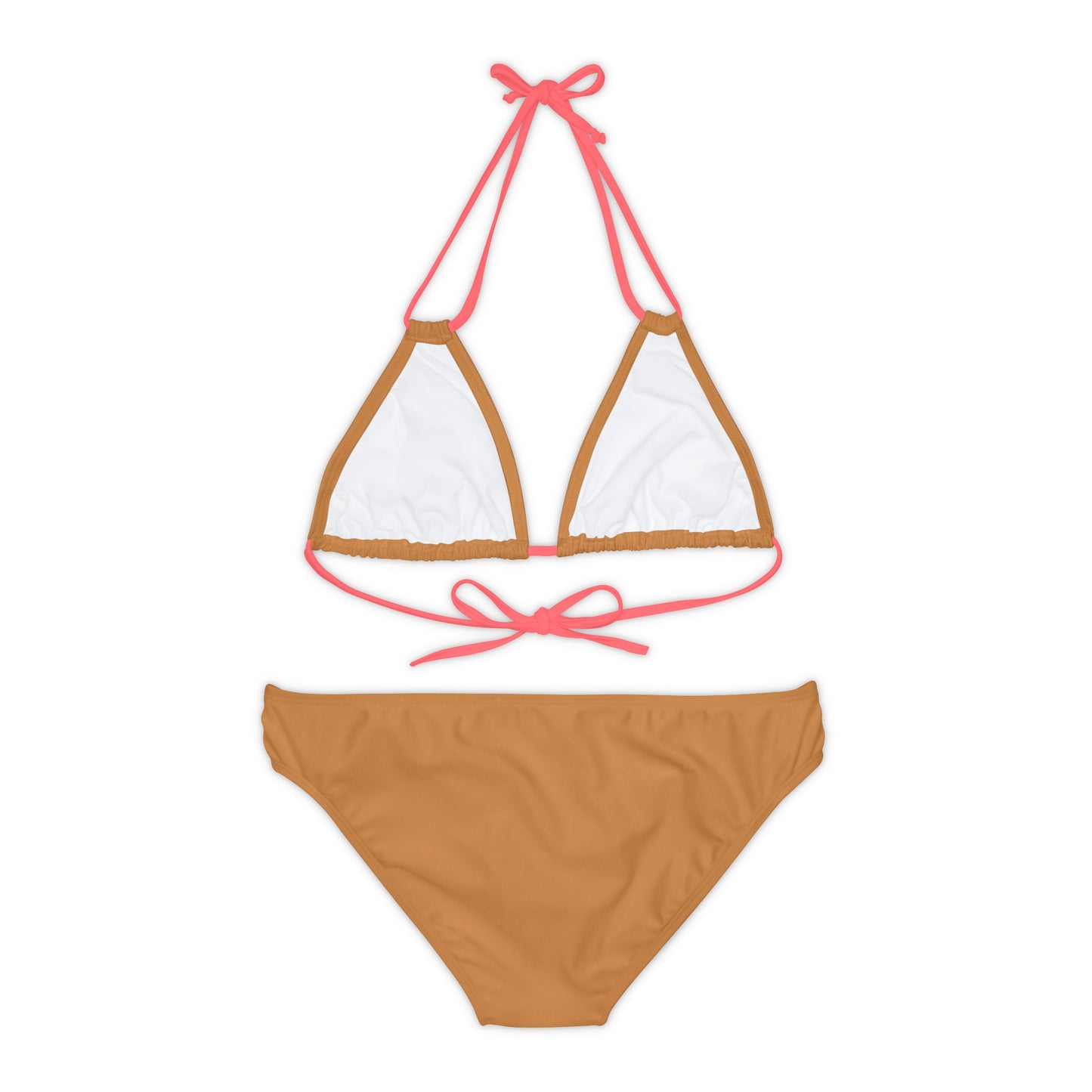 Light Brown Strappy Bikini Set (AOP) with Butterfly design