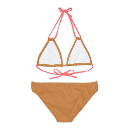 Light Brown Strappy Bikini Set (AOP) with Butterfly design