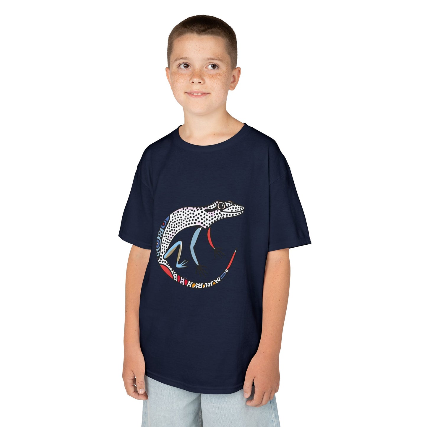 Kids Lizard Graphic Tee — Colorful Patterned Chameleon Shirt