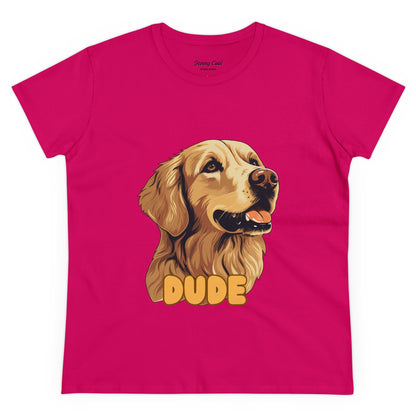 Women's Tee with Golden Dog Print - Valentine's Day Gift