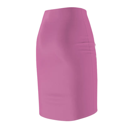 Light Pink Women's Pencil Skirt (AOP) with Spring Flowers and Butterfly