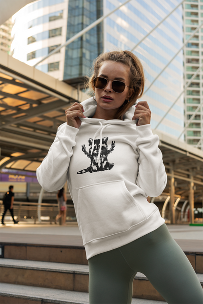 Women's Yellow Raccoon Graphic Hoodie – Soft Cotton Blend Pullover Sweatshirt