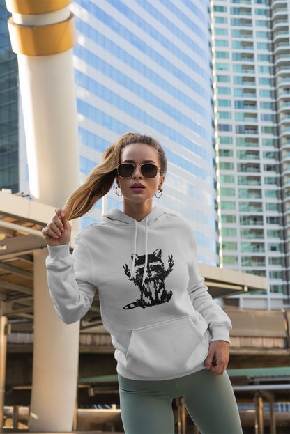 Women's Yellow Raccoon Graphic Hoodie – Soft Cotton Blend Pullover Sweatshirt