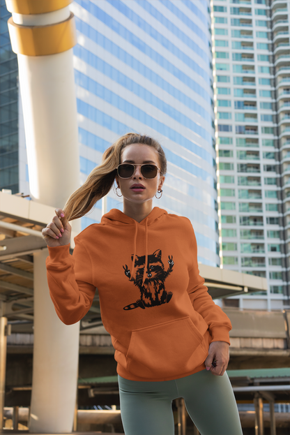 Women's Yellow Raccoon Graphic Hoodie – Soft Cotton Blend Pullover Sweatshirt