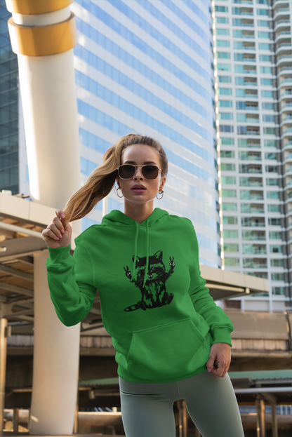 Women's Yellow Raccoon Graphic Hoodie – Soft Cotton Blend Pullover Sweatshirt