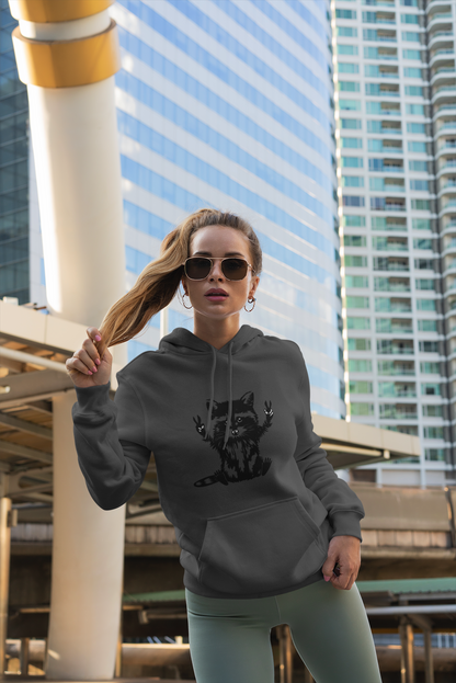 Women's Yellow Raccoon Graphic Hoodie – Soft Cotton Blend Pullover Sweatshirt