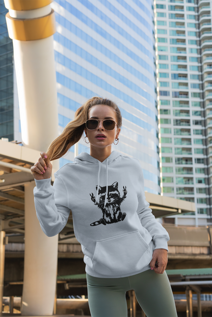 Women's Yellow Raccoon Graphic Hoodie – Soft Cotton Blend Pullover Sweatshirt