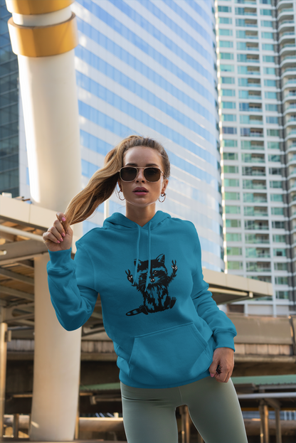 Women's Yellow Raccoon Graphic Hoodie – Soft Cotton Blend Pullover Sweatshirt