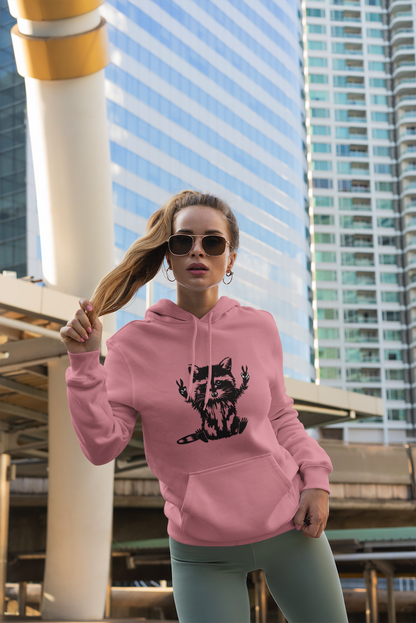 Women's Yellow Raccoon Graphic Hoodie – Soft Cotton Blend Pullover Sweatshirt