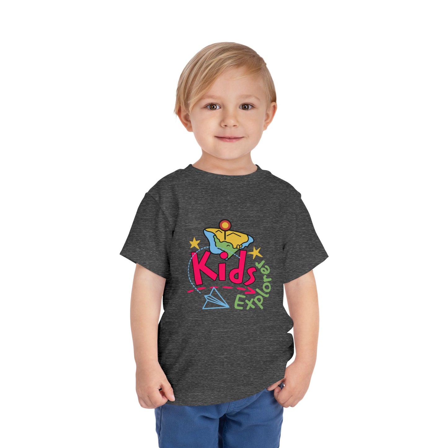 Kids Explore Toddler Tee — Colorful Adventure Graphic T-Shirt for Curious Little Explorers