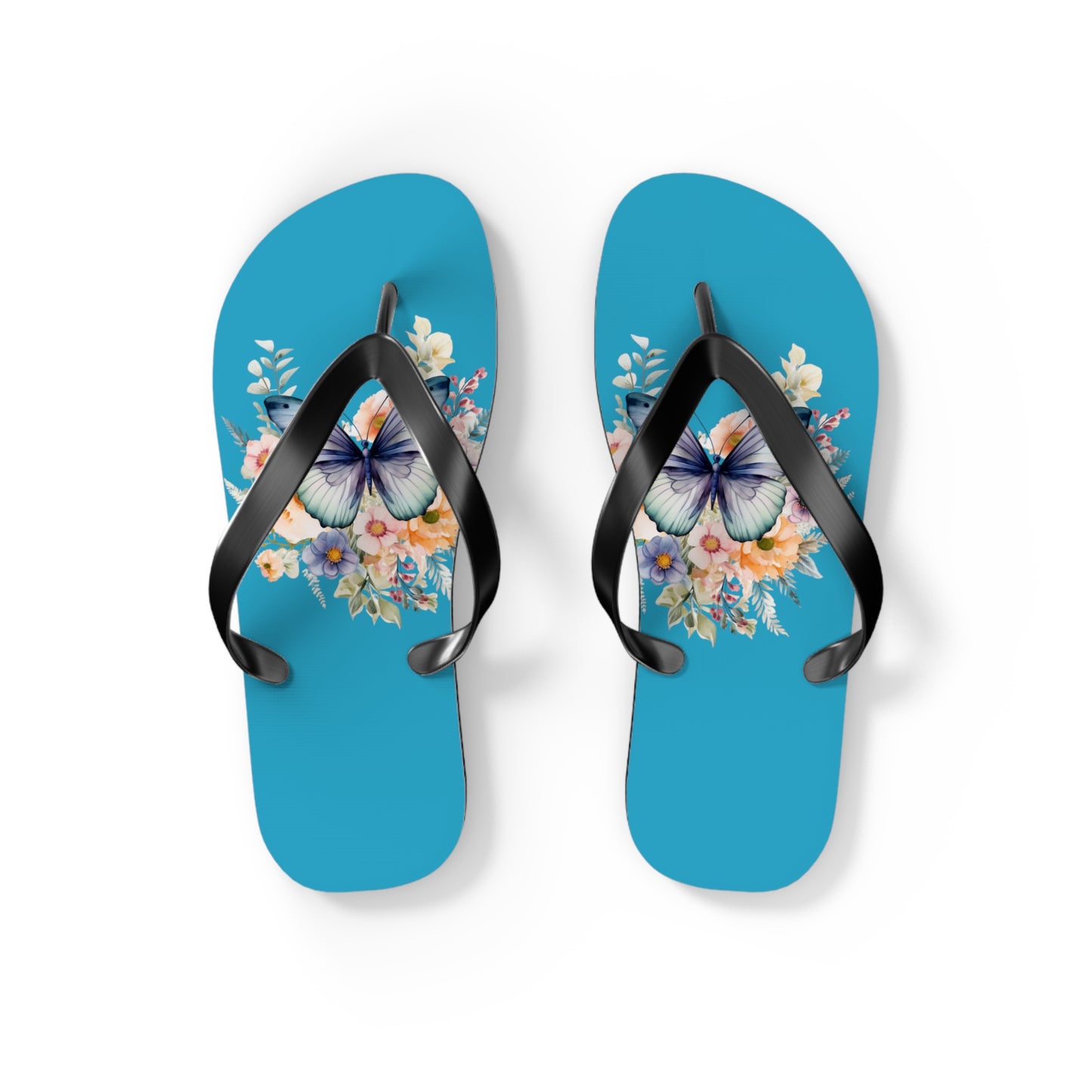 Blue Flip Flops with Butterfly Design