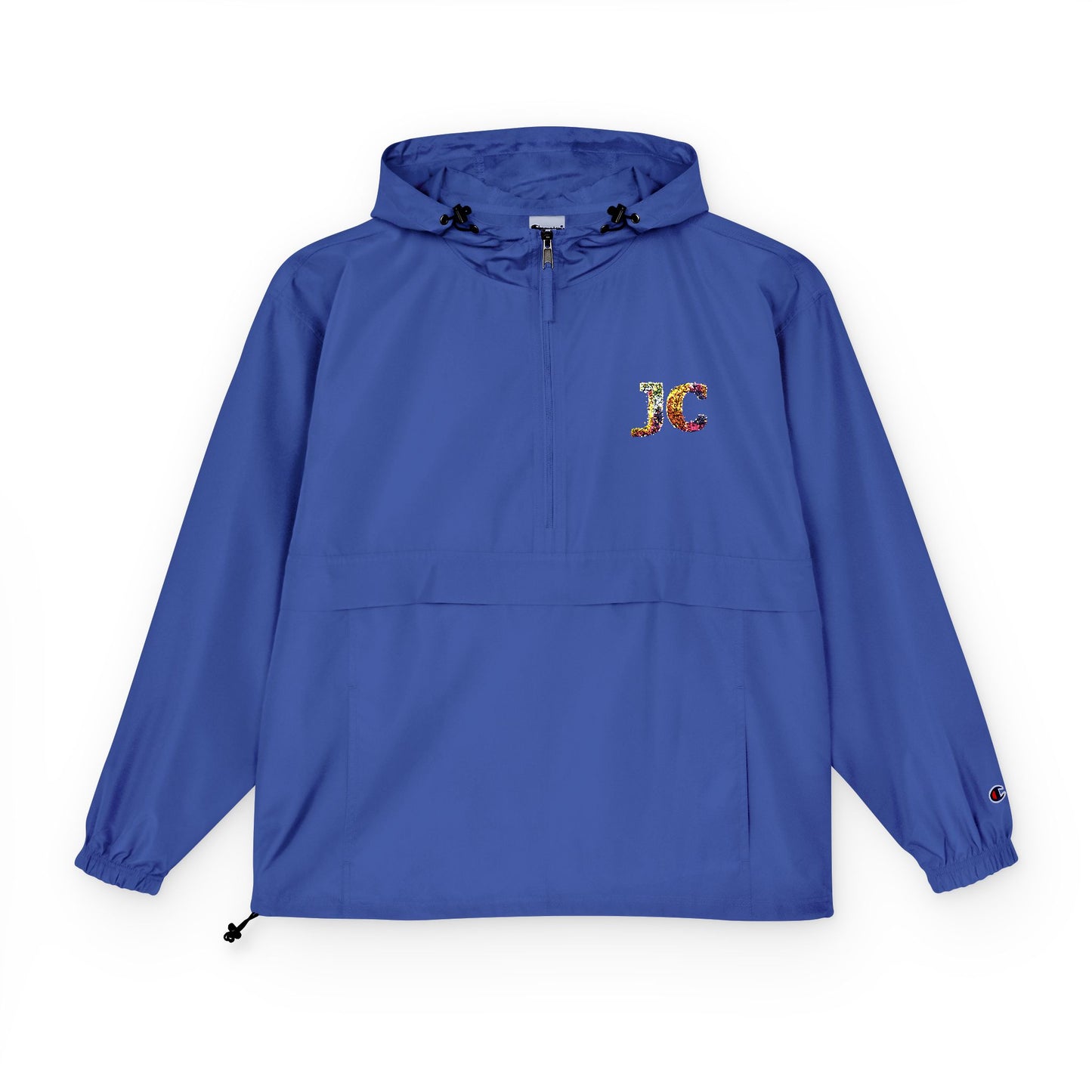 Champion Packable Anorak Jacket – Water-Resistant Lightweight Windbreaker with JC Digital Print (Unisex)
