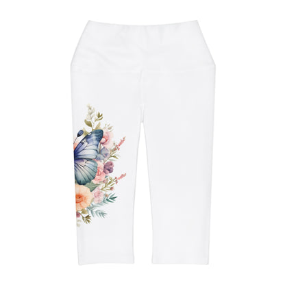 Yoga Capri Leggings (AOP) with Butterfly Design