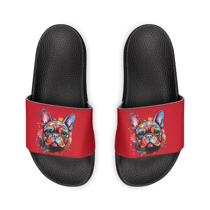 Women's PU Slide Sandals with Graffiti Dog