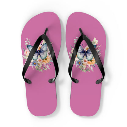 Light Pink Flip Flops with Butterfly Design