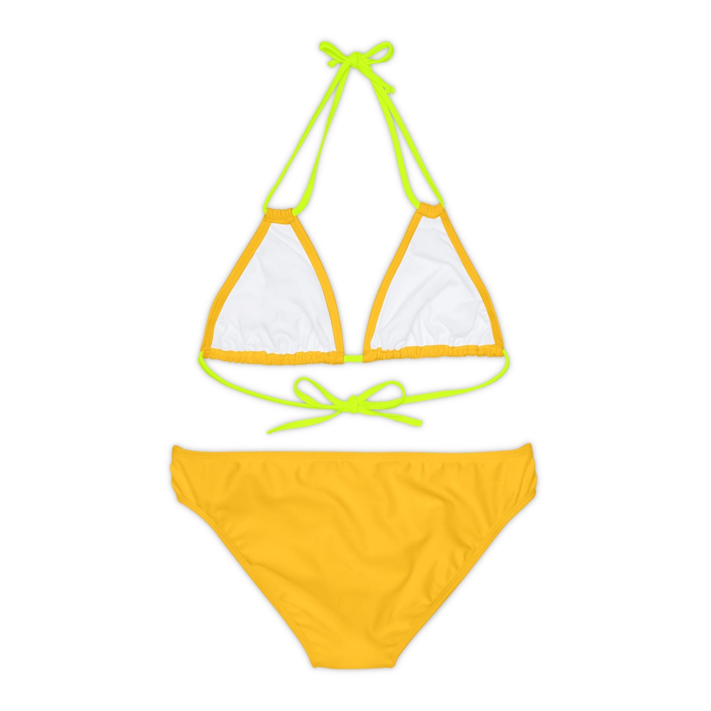 Yellow Strappy Bikini Set (AOP) with Butterfly design