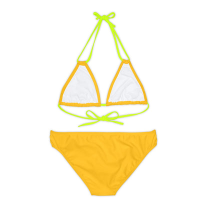 Yellow Strappy Bikini Set (AOP) with Butterfly design