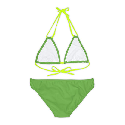 Light Green Strappy Bikini Set (AOP) with Butterfly design