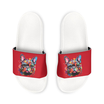 Women's PU Slide Sandals with Graffiti Dog