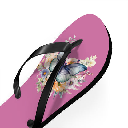 Light Pink Flip Flops with Butterfly Design