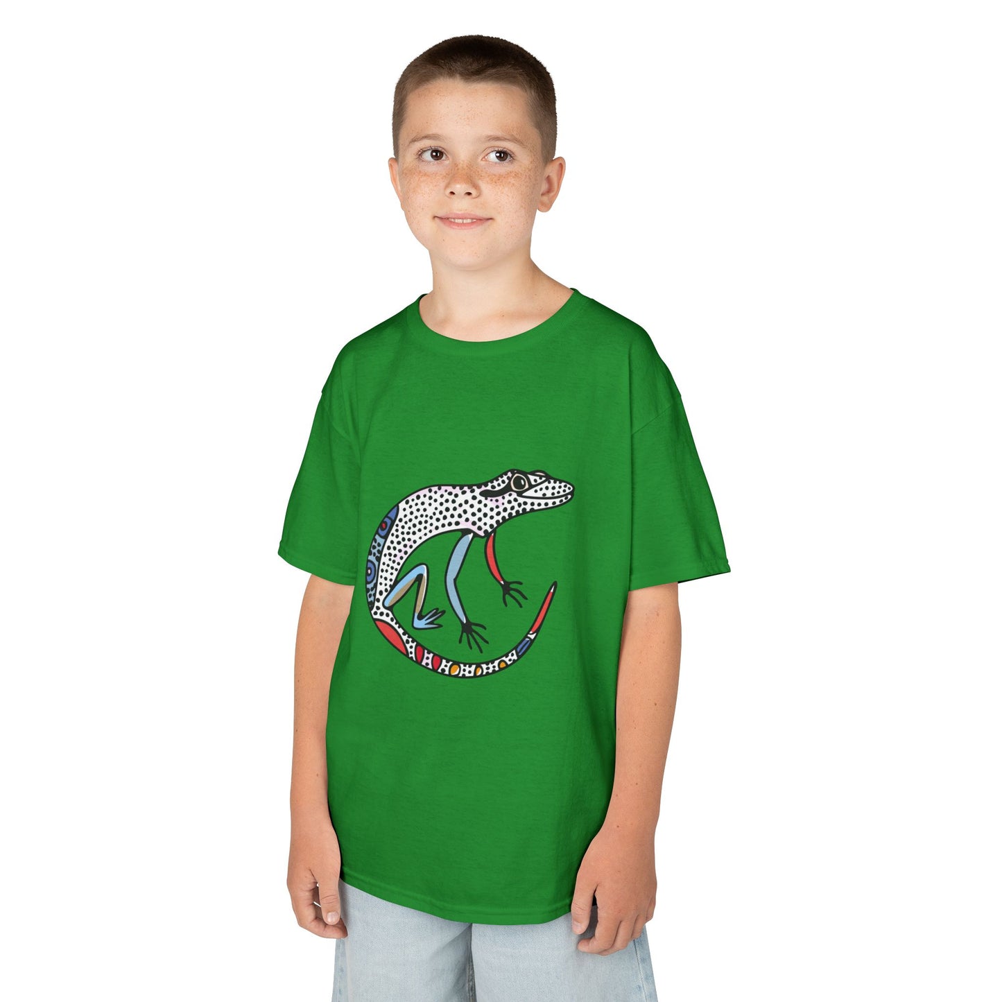 Kids Lizard Graphic Tee — Colorful Patterned Chameleon Shirt