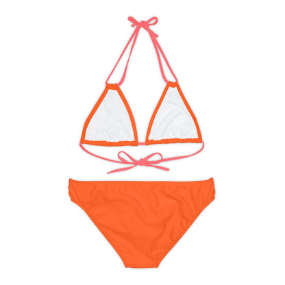 Orange Strappy Bikini Set (AOP) with Butterfly design