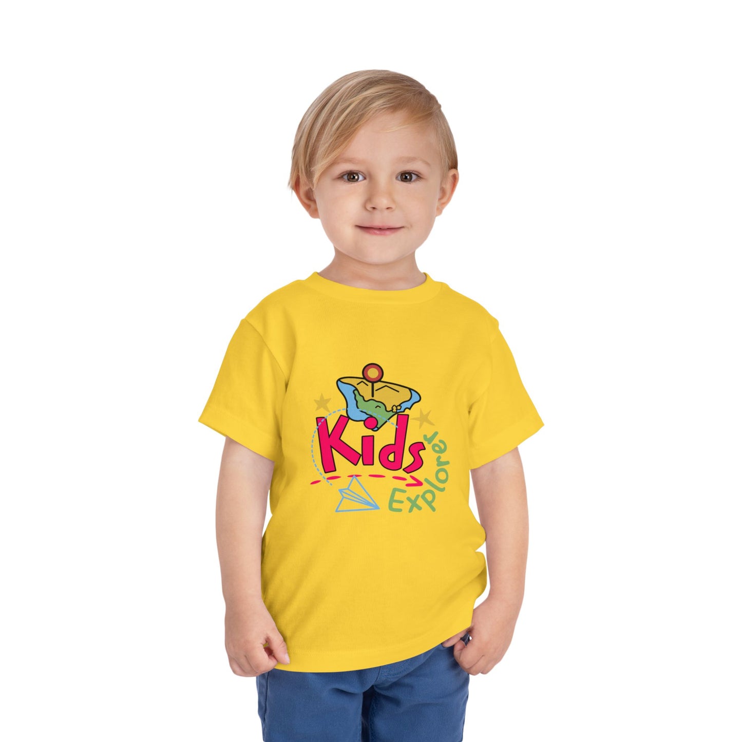 Kids Explore Toddler Tee — Colorful Adventure Graphic T-Shirt for Curious Little Explorers