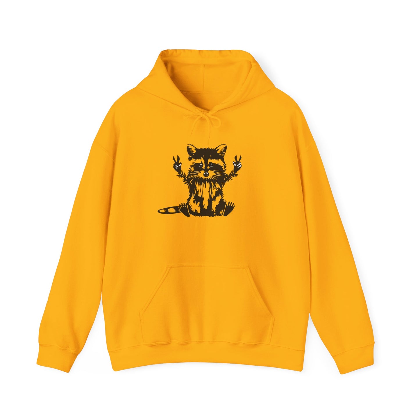 Women's Yellow Raccoon Graphic Hoodie – Soft Cotton Blend Pullover Sweatshirt