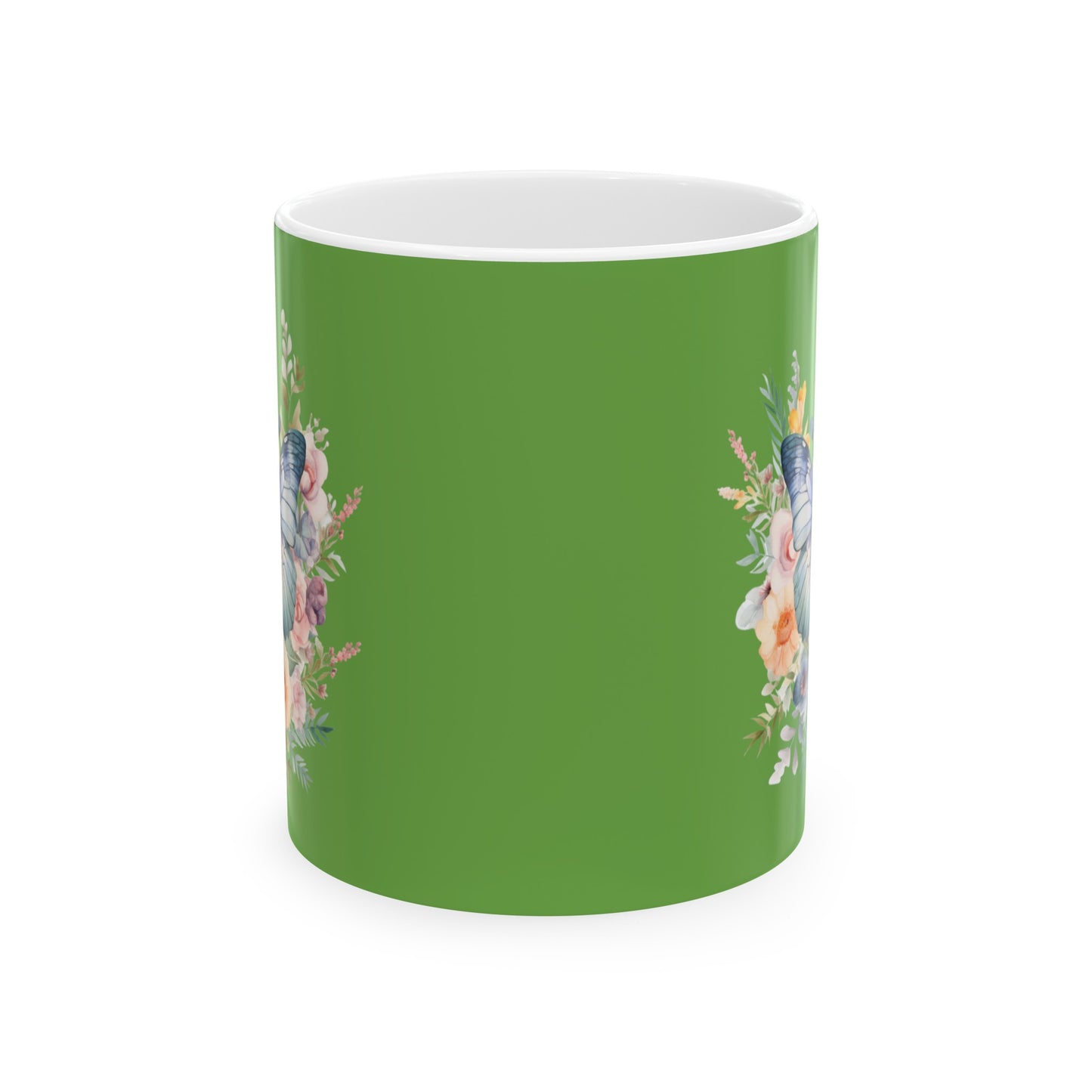 Green Ceramic Mug Butterfly, (11oz, 15oz)