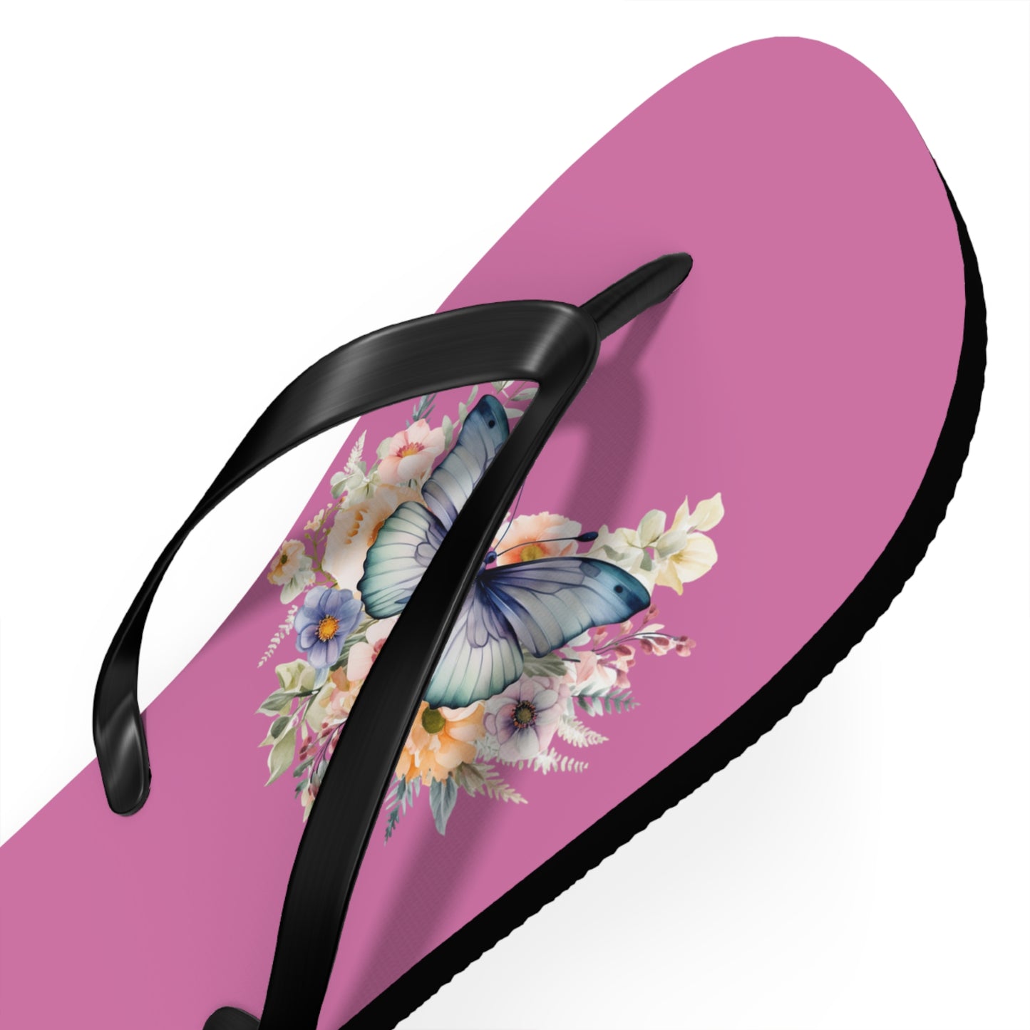 Light Pink Flip Flops with Butterfly Design