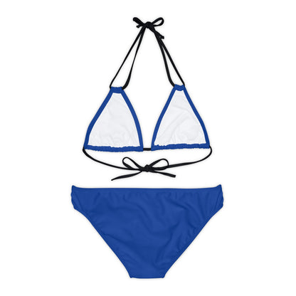 Dark Blue Strappy Bikini Set (AOP) with Butterfly design