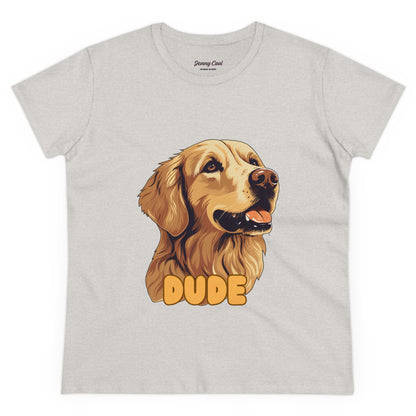 Women's Tee with Golden Dog Print - Valentine's Day Gift