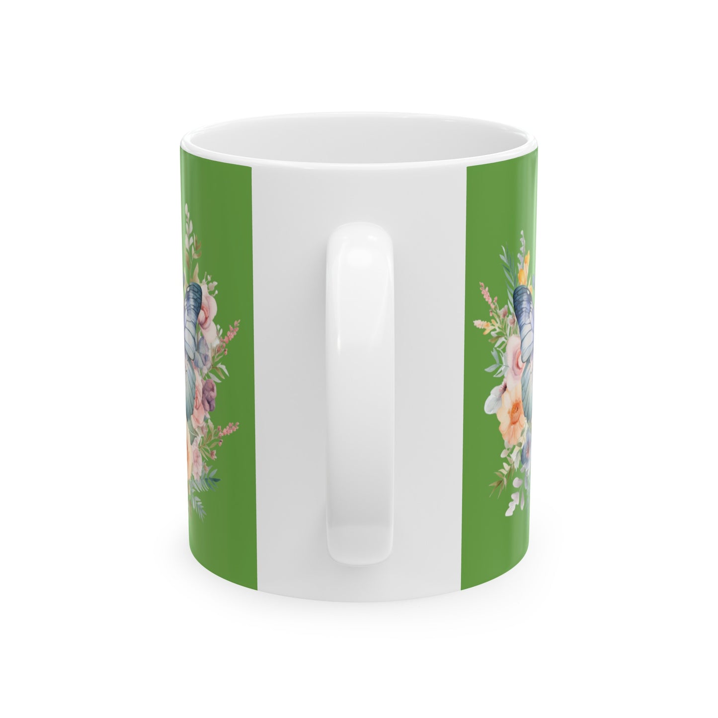 Green Ceramic Mug Butterfly, (11oz, 15oz)