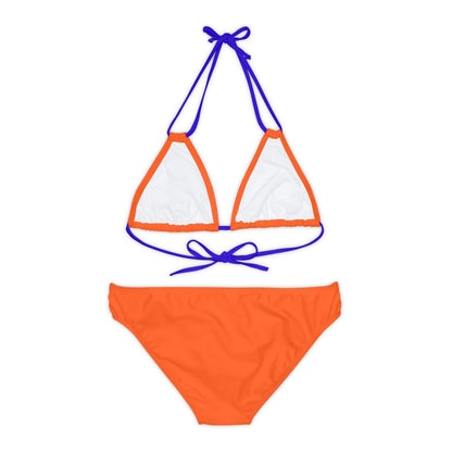 Orange Strappy Bikini Set (AOP) with Butterfly design